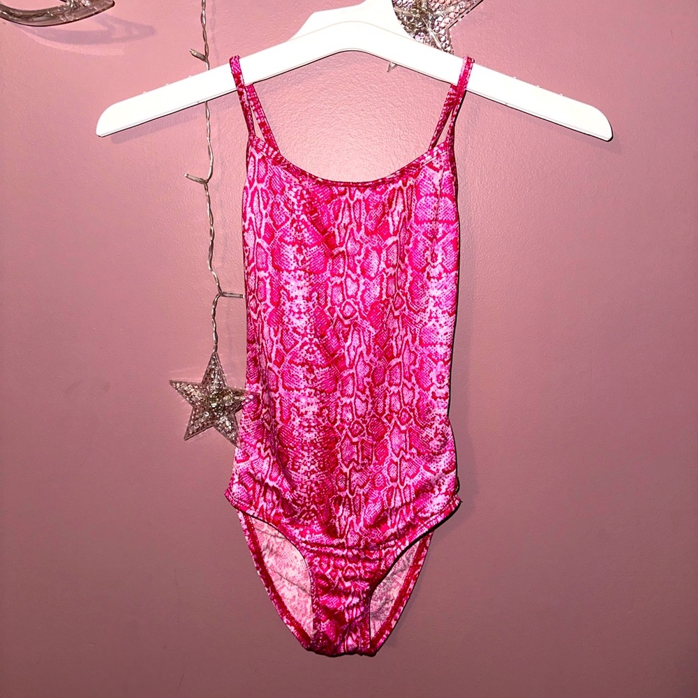 vintage y2k 90s Limited Too hot pink snake skin print one piece swimsuit